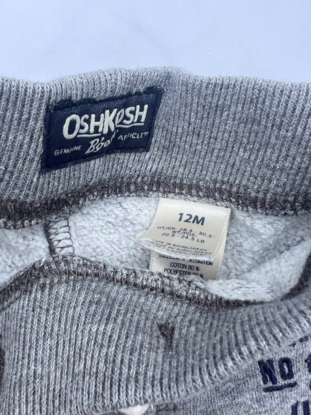 Boys 12M Grey Jogger Lot of 2 — OshKosh + Carter's — GUC - Picture 4 of 8